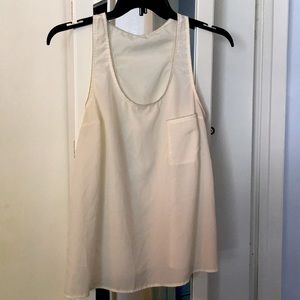 Silver zipper trim white tank top S/M